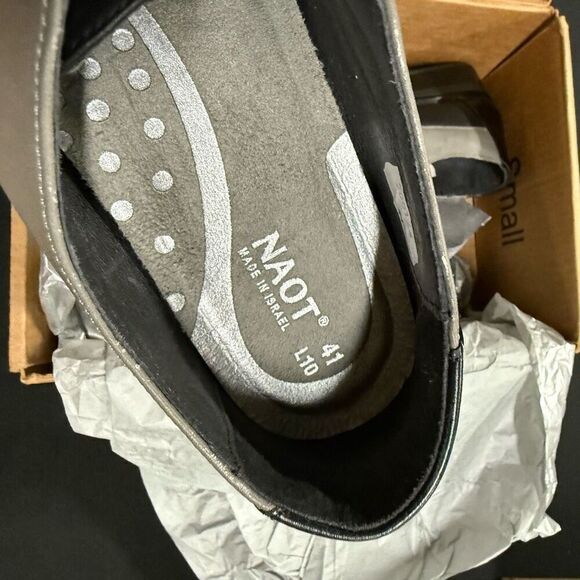 New Naot Kedma Black Gray Leather Lace Up Oxford Loafers 41 - Picture 6 of 7